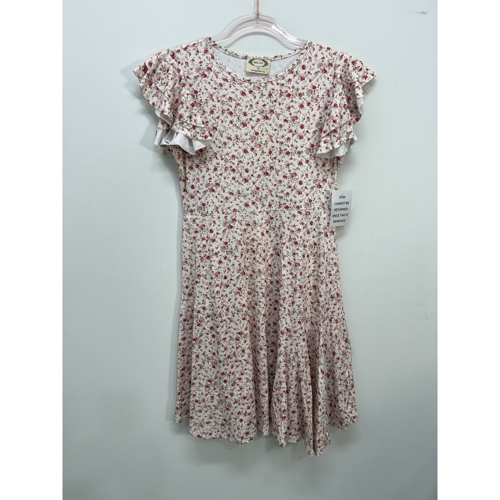 Mia Joy Dress 12 Girls Floral Flutter Sleeve Knit Fit & Flare New With Tags